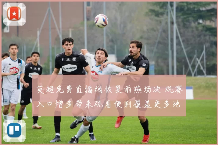 英超免费直播线恢复雨燕场次 观赛入口增多带来观看便利覆盖更多地区和平台